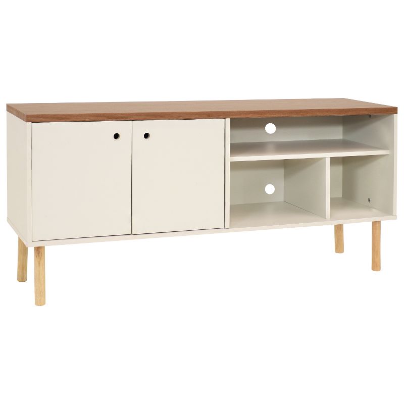 Sunnydaze Indoor Mid-Century Modern TV Stand Console with Side Storage Cabinet and Shelves for 55" TV, 1 of 19