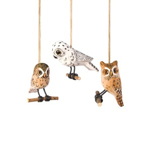 Gallerie II Carved Owl Ornament, Set of 3 - 1 of 2