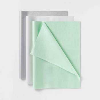 20ct Pearlized Silver/White/Mint Banded Tissue Paper - Spritz™