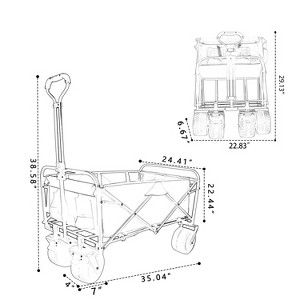 CAVINAS Park Garden Folding Utility Wagon Cart, All-Terrain Shopping Cart, Wagon for Camping, Shopping - 1 of 4