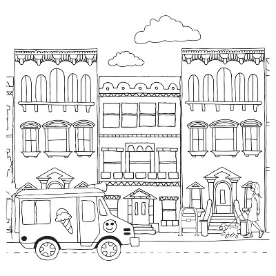 Tempaper Kids' City Self-Adhesive Removable Borders Wallpaper Black/White: Vinyl, Peelable, Stain-Resistant, 180" x 6"
