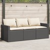 vidaXL Patio Sofa with Cushions 3-Seater Outdoor Seating Black Poly Rattan - Weather Resistant & Removable Covers - 2 of 4