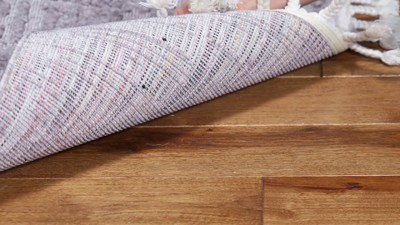 Beige Diamond Pattern Hand-Knotted Round Synthetic Rug