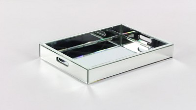 Silver Mirrored Rectangular MDF Decorative Tray