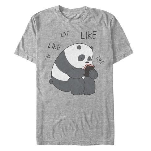 Men s We Bare Bears Panda Internet Likes T Shirt Athletic Heather Small