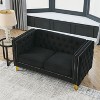 Velvet Sofa for Living Room,Buttons Tufted Square Arm Couch, Modern Couch Upholstered Button and Metal Legs, Sofa Couch for Bedroom - 3 of 4