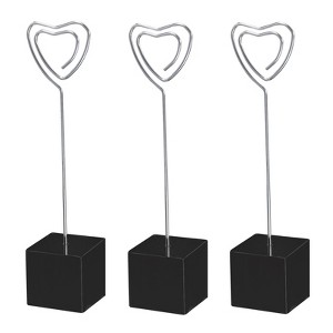 Unique Bargains Metal Resin Cube Base Heart Shape Pictures Memo Place Card Holder 3 Pcs - 1 of 4