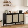 PexFix Side Panel Cabinet With 3 Rattan Doors Kitchen Storage Cabinet Modern Adjustable Legs - 2 of 4