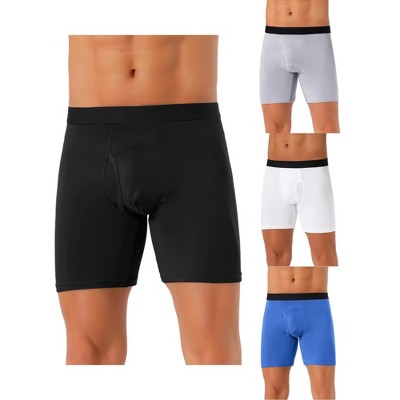 INSPIRE CHIC Men's 4 Pack Solid Color Soft Stretch Open-fly Basic Boxer Briefs
