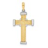 Black Bow Jewelry 14k Yellow and White Gold, Two Tone Rope Cross Pendant - 3 of 4