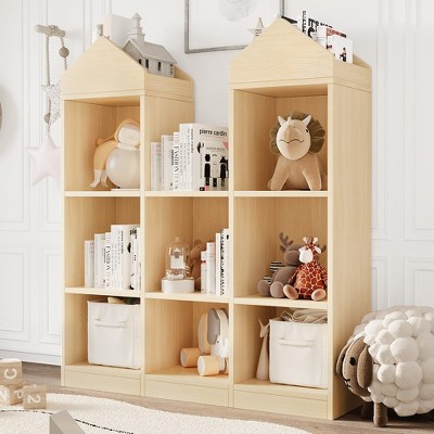 Image of Kids Bookshelf 42.32in Toy Storage Organizer Wooden Bookcase Toddlers Natural Cubby Storage Toy Shelf for Playroom, Nursery, Kids Room