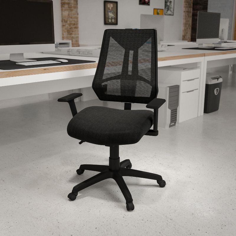 Flash Furniture High Back Black Mesh Multifunction Swivel Ergonomic Task Office Chair with Adjustable Arms, 3 of 13