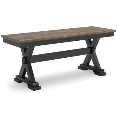 Wildenauer 48" Black and Brown Wood Dining Bench