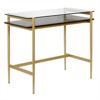 36" Brass Finish Desk with Walnut Shelf - Henn&Hart - 2 of 4