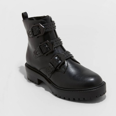 black boots with buckles womens