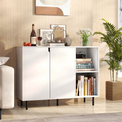 Costway Kitchen Sideboard Buffet with Adjustable Shelves 2 Doors Sturdy Metal Legs White — фото 5