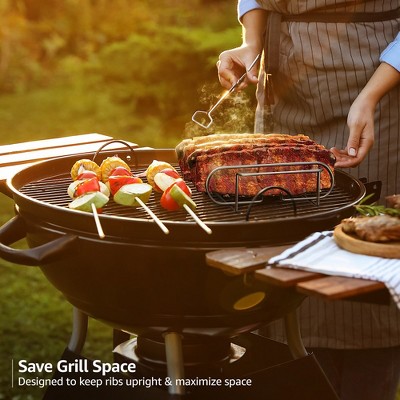 Silver Non-Stick Steel Rib Rack for Grilling