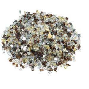 VEVOR Fire Glass, 10 LBS / 4.5 KG High-Temperature Resistant Fireplace Rocks, 1/2-Inch / 12.7 mm Reflective Firepit Glass Rock, Copper + Clear + Gold - 1 of 4