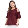 Agnes Orinda Women's Plus Size Summer Fashion Cold Shoulder Ruffle Trumpet Sleeve Blouses - 2 of 4