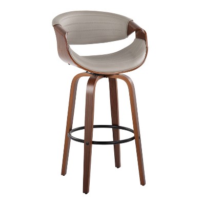 Symphony Walnut and Black Swivel Barstool Set of 2