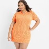 Women's Short Sleeve Mesh Button-Up Mini Sweater Dress - Future Collective - 3 of 3