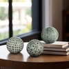 Sagebrook Home Set of 3 Ceramic Orbs - 4" Set of Green and White Decorative Round Table Orbs for Home or Office Decor - 2 of 4