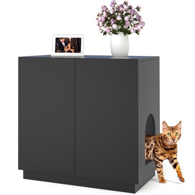 APRILSOUL Large and Tall Litter Box Enclosure, Modern Wooden Litter Box Furniture for XL Litterbox with Hidden Storage as Sideboard Cabinet
