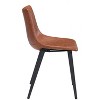 Dining Chair 31.9" H (Set of 2) – Vintage Brown, Faux Leather Upholstery & Black Steel Legs by Zuo Modern - 4 of 4