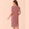 cheibear Women's Ruffled V-Neck Short Sleeve Pullover Pajama Midi Nightgown - 3 of 4