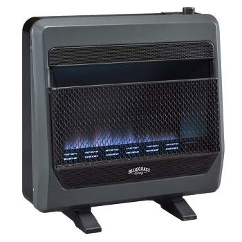 Bluegrass Living 30,000 BTU Natural Gas Ventless Space Heater with Thermostat Built In Blower and Heats Up 1,400 Square Feet, Blue Flame, Steel