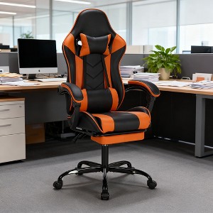 KWPZQEB Ergonomic Office Chair with Footrest, Height Adjustable Racing Style Computer Chair w/ Lumbar Support, High Back & Linkage Armrests - 1 of 4