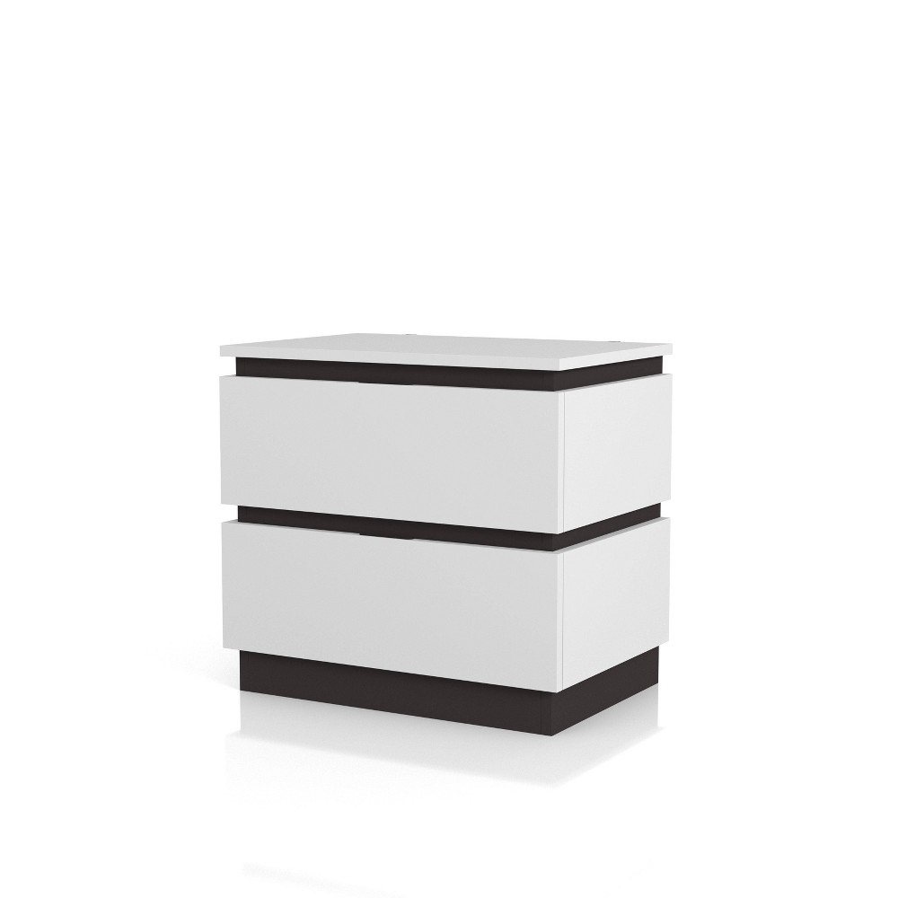 Photos - Storage Сabinet Pape 2 Drawer Nightstand with USB Ports White/Metallic Gray - miBasics