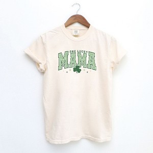 Simply Sage Market Women's Lucky Mama Varsity Clover Short Sleeve Garment Dyed Tee - 1 of 3