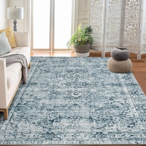 Vintage Boho Area Rug , Non-Slip, Washable, Soft, Short Pile, Non-Shedding Floor Carpet for Living Room,Bedroom Office - 1 of 4