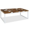 vidaXL Coffee Table End Table Side Table Living Room Furniture Teak Resin - White 43.3" - 3 of 4