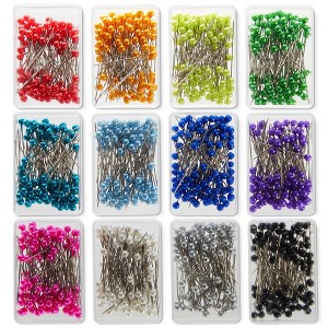 Juvale 1200 Pieces Sewing Pins for Fabric with Colored Ball Head, 1.5 inch Straight Quilting Pin for Dressmaker (12 Colors) - 1 of 4