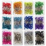 Sewing Pins - 1200-Piece Ball Head Pins, Straight Quilting Pins with Pearl Heads for Dressmaking, Jewelry, Sewing, 100 Each, 12 Assorted Colors, 1.4"