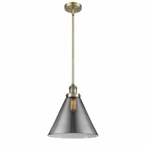 Cone - 1 Light Stem Hung Mini Pendant In Industrial Style-16 Inches Tall and 12 Inches Wide - 1 of 1
