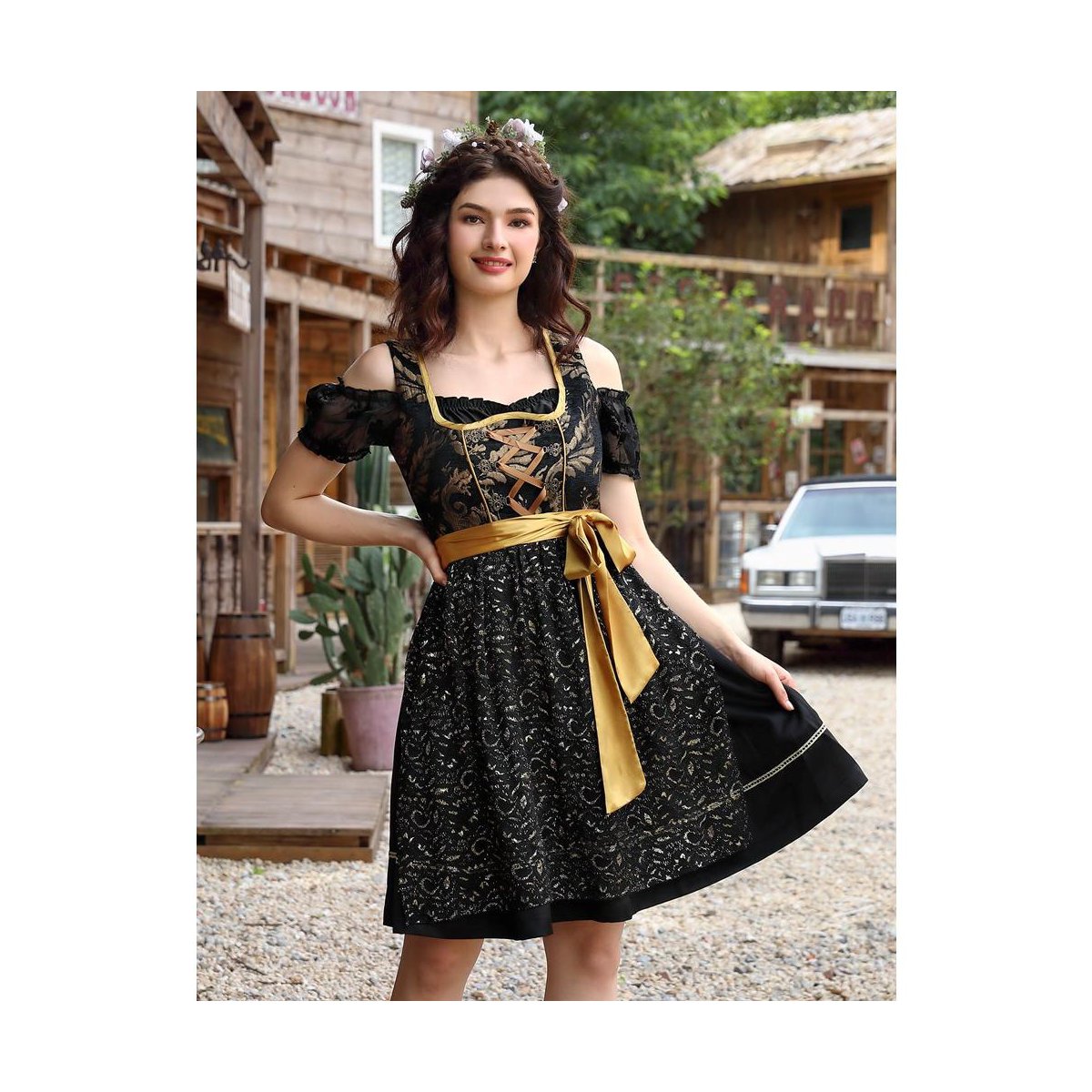 Женские платья YesFashion Costumes 3 Pcs Dress Women's Dress for Traditional Carnival Outfits Black gold M — фото 4