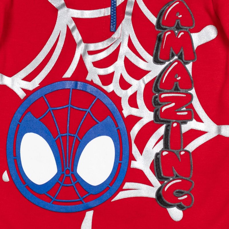 Marvel Spidey and His Amazing Friends Ghost-Spider Miles Morales Spider-Man Fleece Half Zip Hoodie Toddler to Little Kid, 4 of 8