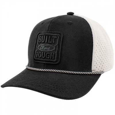 Adult Ford Built Tough Logo Black on Black Rope Hat