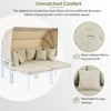 SKRAN 3-Piece Patio Daybed with Retractable Canopy Outdoor Metal Sectional Sofa Set Sun Lounger with Cushions for Backyard, Porch, Poolside, Beige - 4 of 4
