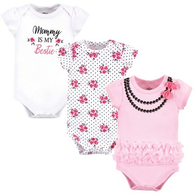 Little Treasure Baby Girl Cotton Bodysuits 3pk, Bestie : Target