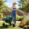 Karl Home Iron Green Hose Reel Cart  Hold Up to 250 ft Hose with 4 PU Wheels - 2 of 4