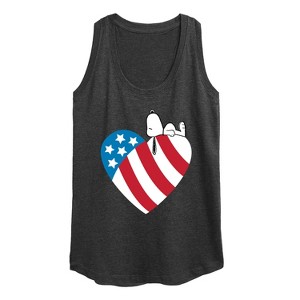 Women's - Peanuts - Snoopy On Flag Heart Graphic Racerback Tank - 1 of 4