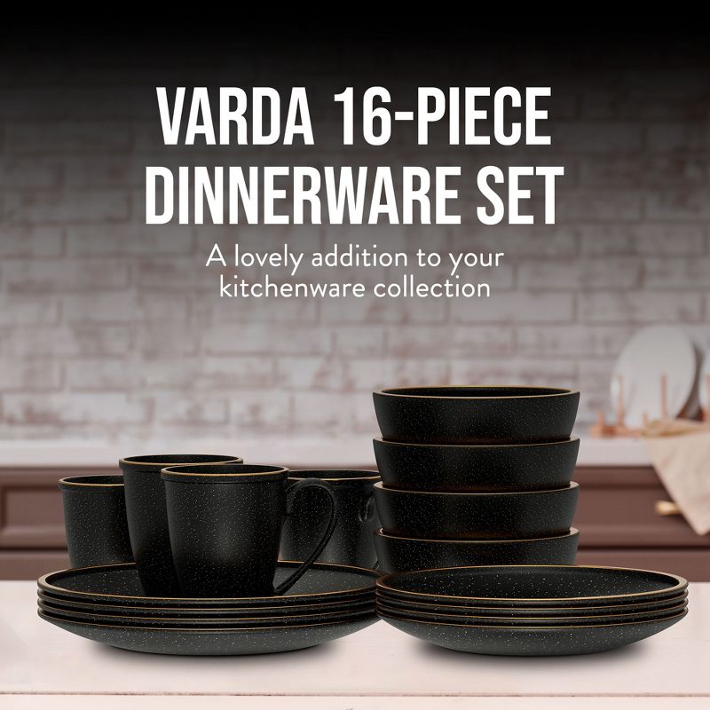 American Atelier Varda Round Dinnerware Set – 16-Piece Stoneware Dinner Party Collection 4 Dinner Plates, 4 Salad Plates, 4 Bowls & 4 Mugs, 3 of 9
