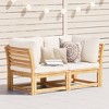 vidaXL Patio Sofa with Cushions 2-Seater Outdoor Loveseat Solid Acacia Wood - Cream White Cushions, Modular Design, Durable Garden/Patio Furniture - 2 of 4