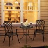 Bistro Set - Outdoor Bistro Set for 2,Wrought Iron Patio Furniture With Umbrella Hole, Rust-Resistant Cast Aluminum Garden Furniture - 2 of 4