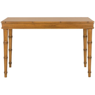 Transitional Bamboo-Inspired Single Drawer Writing Desk - Brown