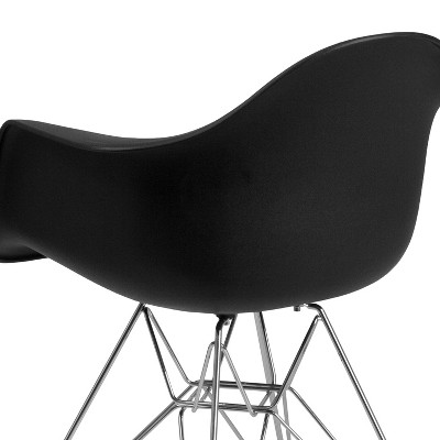 Sleek Black Polypropylene Accent Chair with Geometric Chrome Base